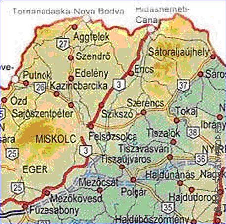 mapa de de estradas Hungria