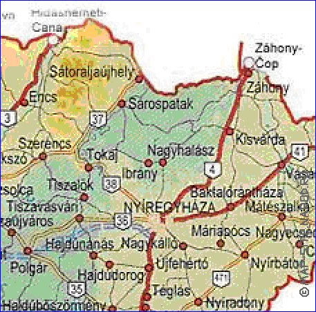 mapa de de estradas Hungria