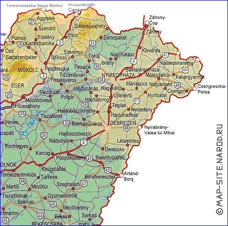 mapa de de estradas Hungria