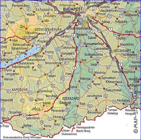 carte de des routes Hongrie