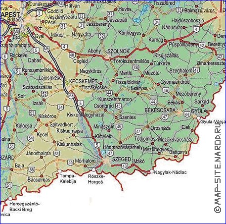 mapa de de estradas Hungria