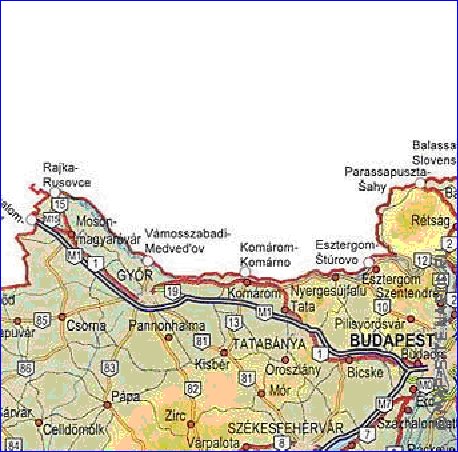 mapa de de estradas Hungria