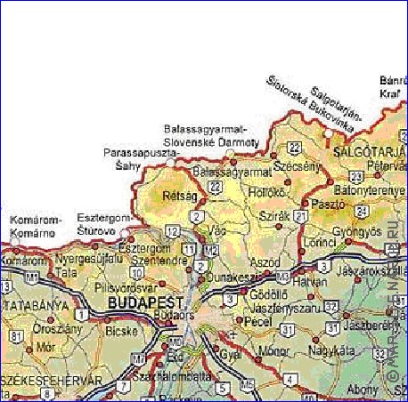 mapa de de estradas Hungria