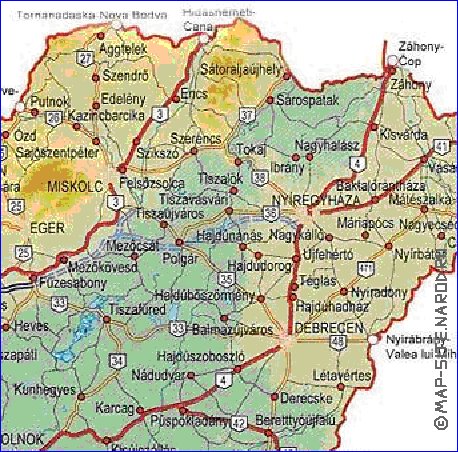 mapa de de estradas Hungria