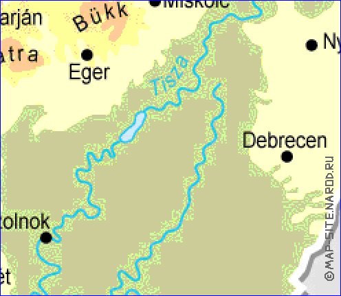 Fisica mapa de Hungria em ingles