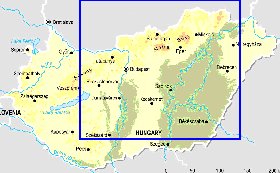 Fisica mapa de Hungria em ingles