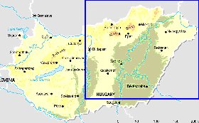 Fisica mapa de Hungria em ingles