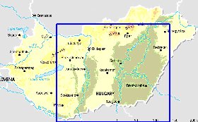 Fisica mapa de Hungria em ingles