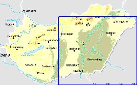 Fisica mapa de Hungria em ingles