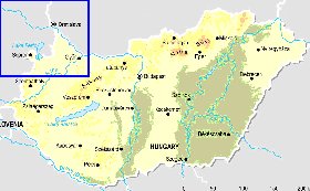 Fisica mapa de Hungria em ingles