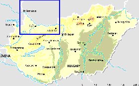 Fisica mapa de Hungria em ingles