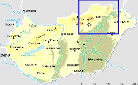 Fisica mapa de Hungria em ingles