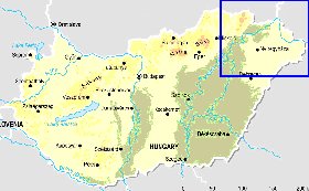 Fisica mapa de Hungria em ingles