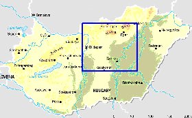 Fisica mapa de Hungria em ingles