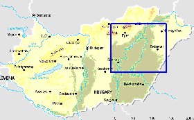 Fisica mapa de Hungria em ingles