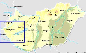 Fisica mapa de Hungria em ingles