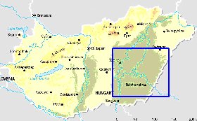 Fisica mapa de Hungria em ingles