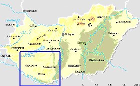 Fisica mapa de Hungria em ingles