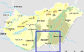 Fisica mapa de Hungria em ingles