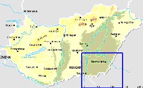 Fisica mapa de Hungria em ingles