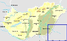 Fisica mapa de Hungria em ingles