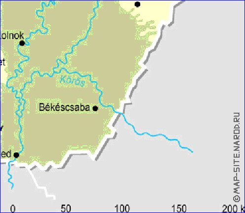 Fisica mapa de Hungria em ingles