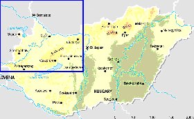 Fisica mapa de Hungria em ingles