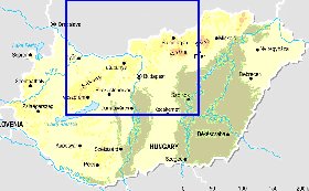 Fisica mapa de Hungria em ingles