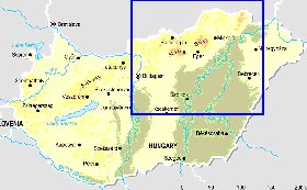 Fisica mapa de Hungria em ingles