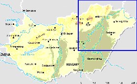 Fisica mapa de Hungria em ingles