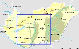 Fisica mapa de Hungria em ingles