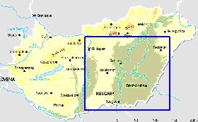 Fisica mapa de Hungria em ingles