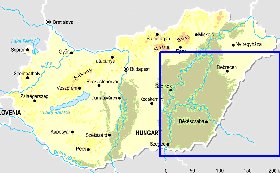 Fisica mapa de Hungria em ingles