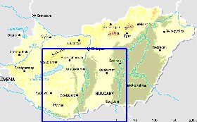 Fisica mapa de Hungria em ingles