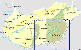 Fisica mapa de Hungria em ingles