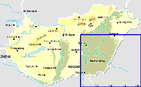 Fisica mapa de Hungria em ingles