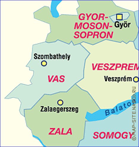 mapa de Hungria em alemao