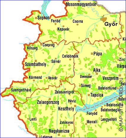 mapa de Hungria