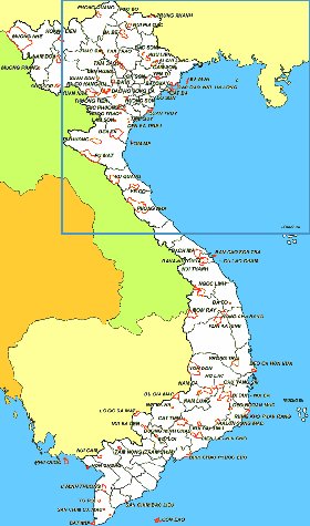 Administrativa mapa de Vietname em ingles