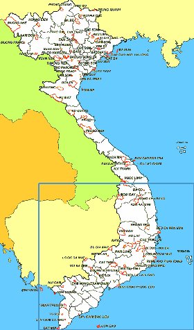 Administrativa mapa de Vietname em ingles