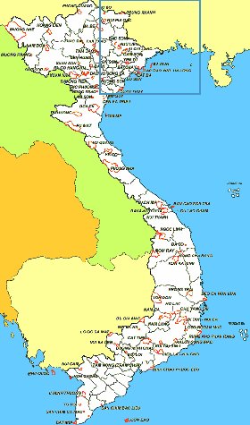 Administrativa mapa de Vietname em ingles