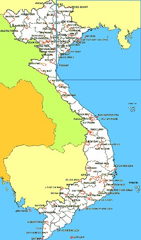 Administrativa mapa de Vietname em ingles