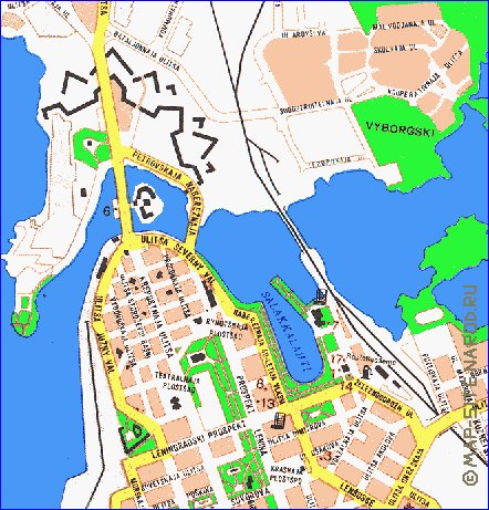 carte de Vyborg en langue finlandaise