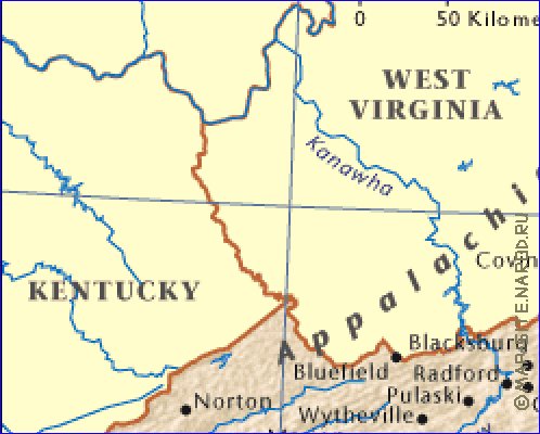 mapa de Virginia