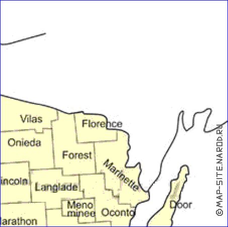 Administrativa mapa de Wisconsin