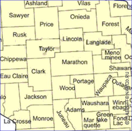 Administrativa mapa de Wisconsin