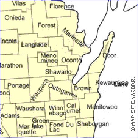 Administrativa mapa de Wisconsin