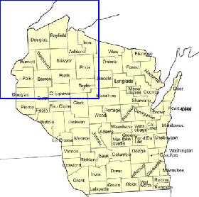 Administrativa mapa de Wisconsin