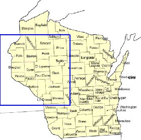 Administratives carte de Wisconsin