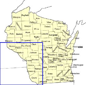 Administratives carte de Wisconsin